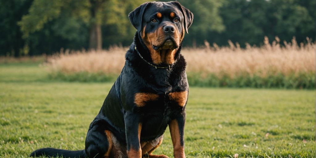 Different Rottweiler types on a grassy field.