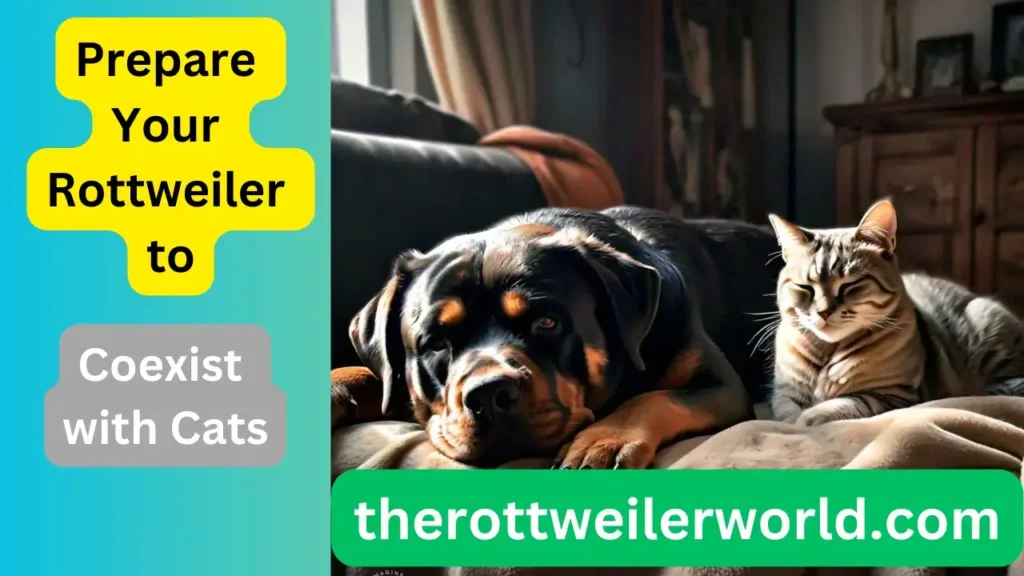 Rottweiler living with cat