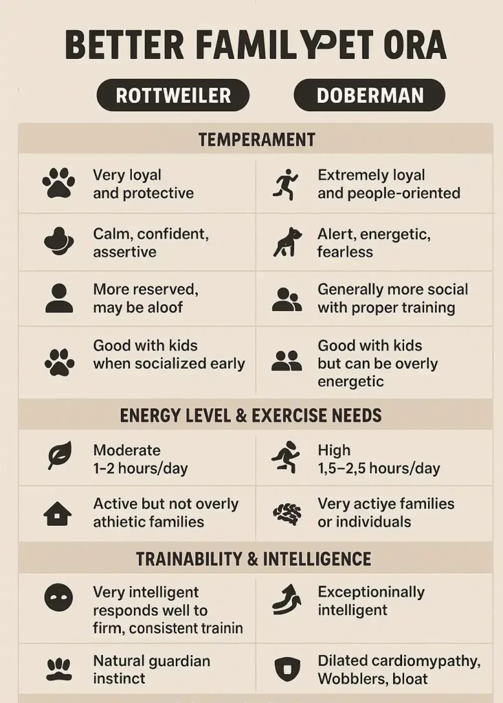 Rottweiler vs. Doberman: Which is better as a family pet?