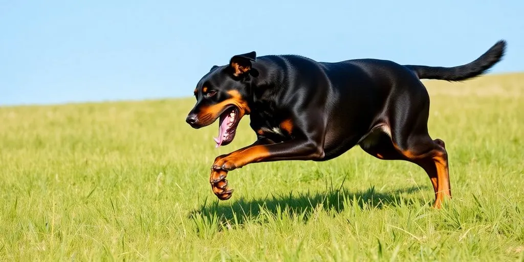 Great Dane Rottweiler playing in Grassy park