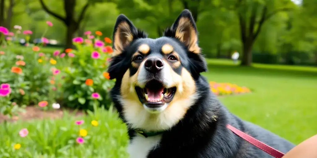 Rottweiler mix with husky in green playground